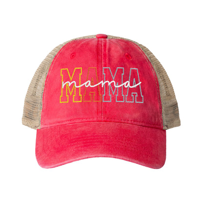 Embroidered MAMA Washed Mesh-Back Cap