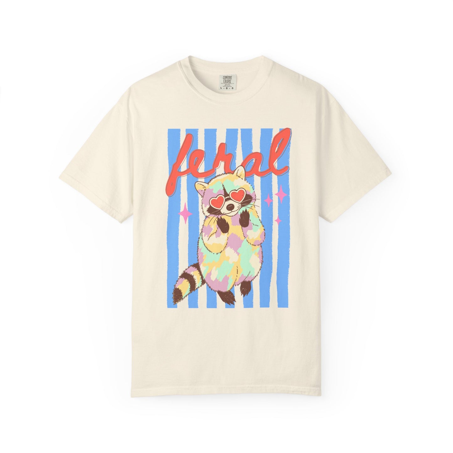 Raccoon Vibes T-Shirt in Ivory – relaxed fit raccoon tee