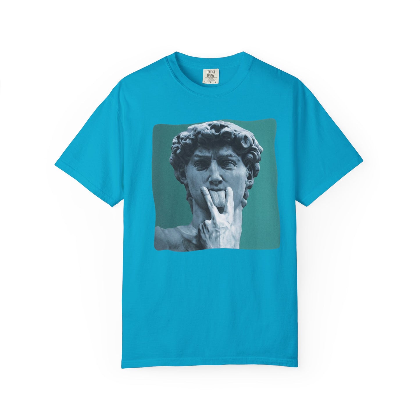 Statue of David Pop Art t-shirt in sapphire — heavyweight garment-dyed cotton tee

