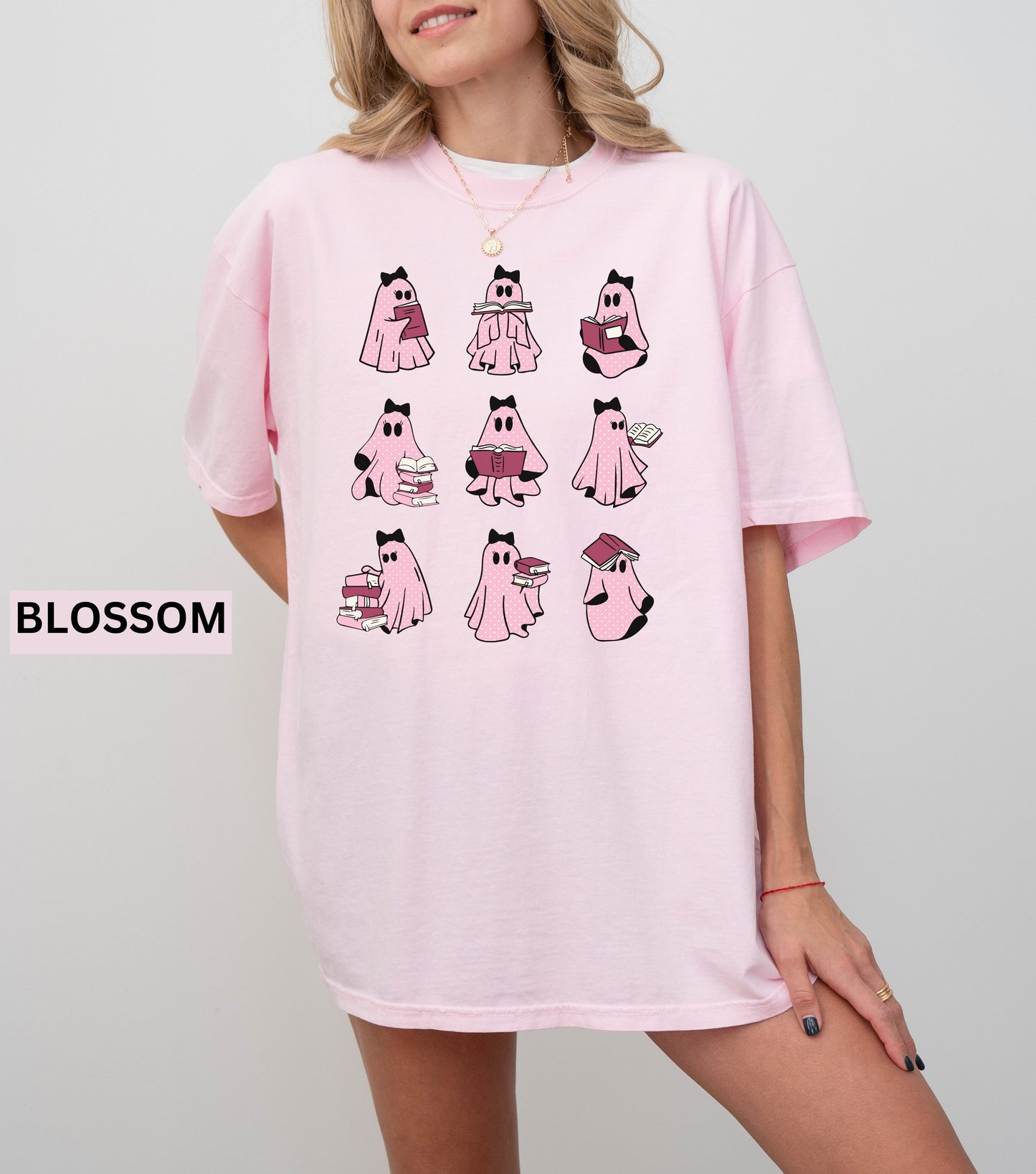 Pink Ghosts Reading Books T-shirt