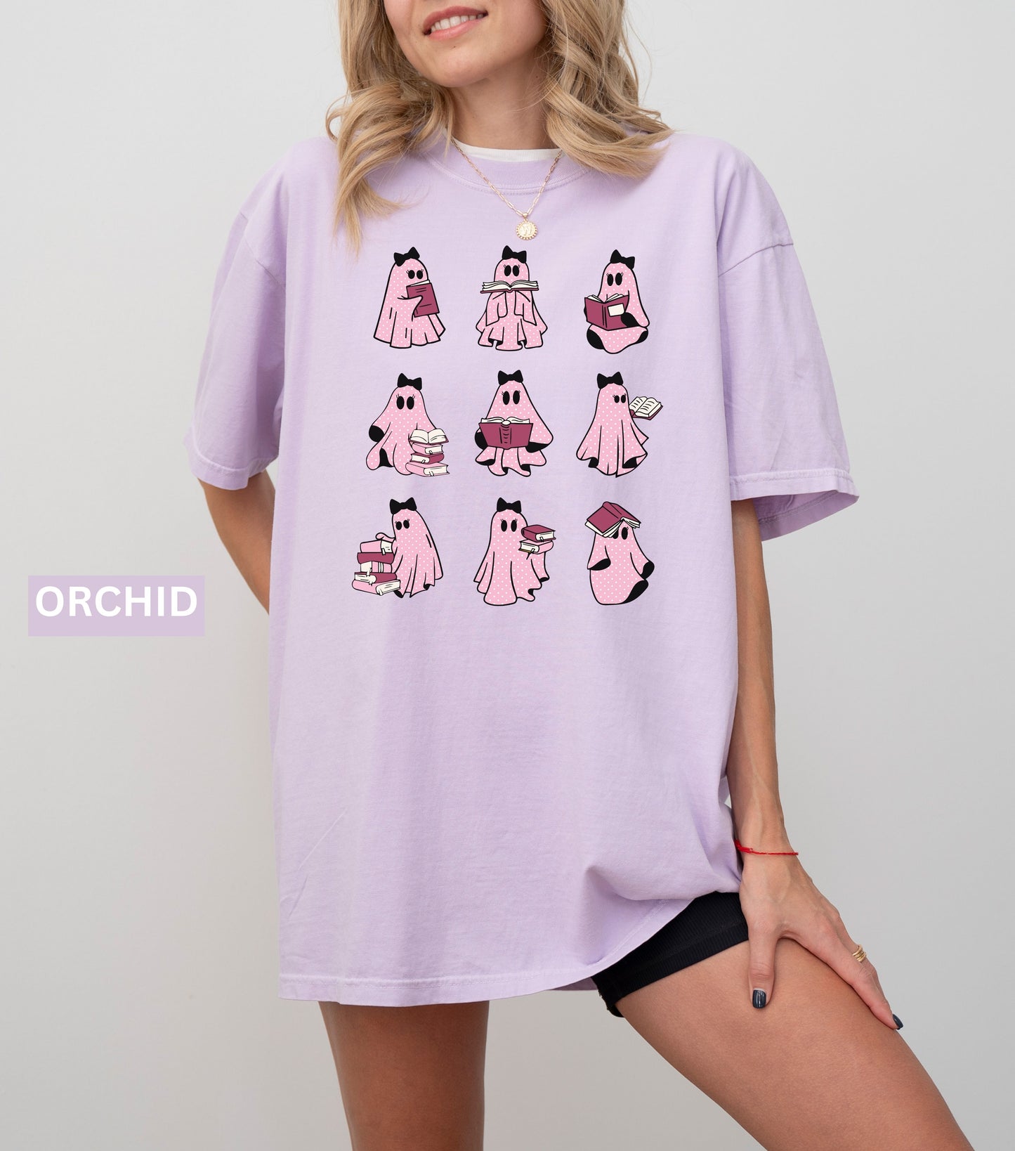 Pink Ghosts Reading Books T-shirt