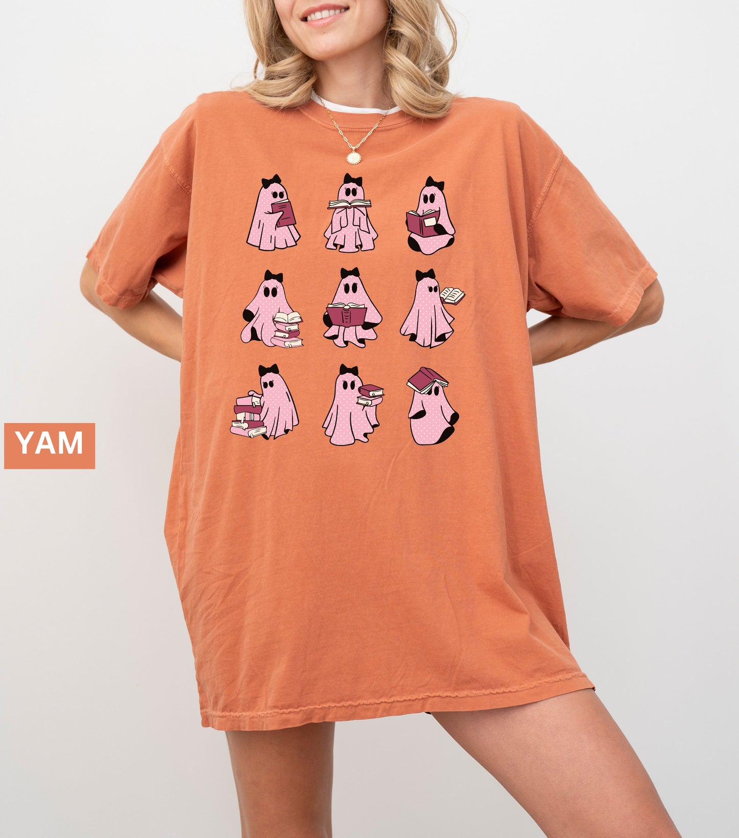 Pink Ghosts Reading Books T-shirt