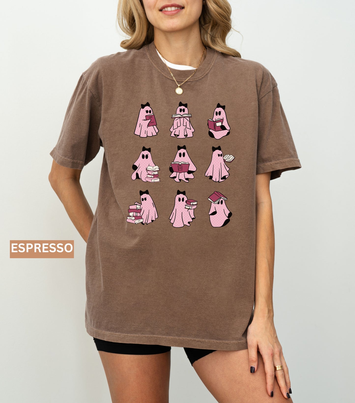 Pink Ghosts Reading Books T-shirt