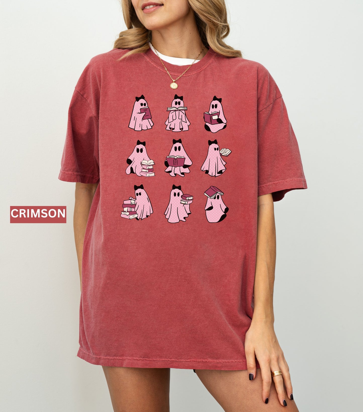 Pink Ghosts Reading Books T-shirt