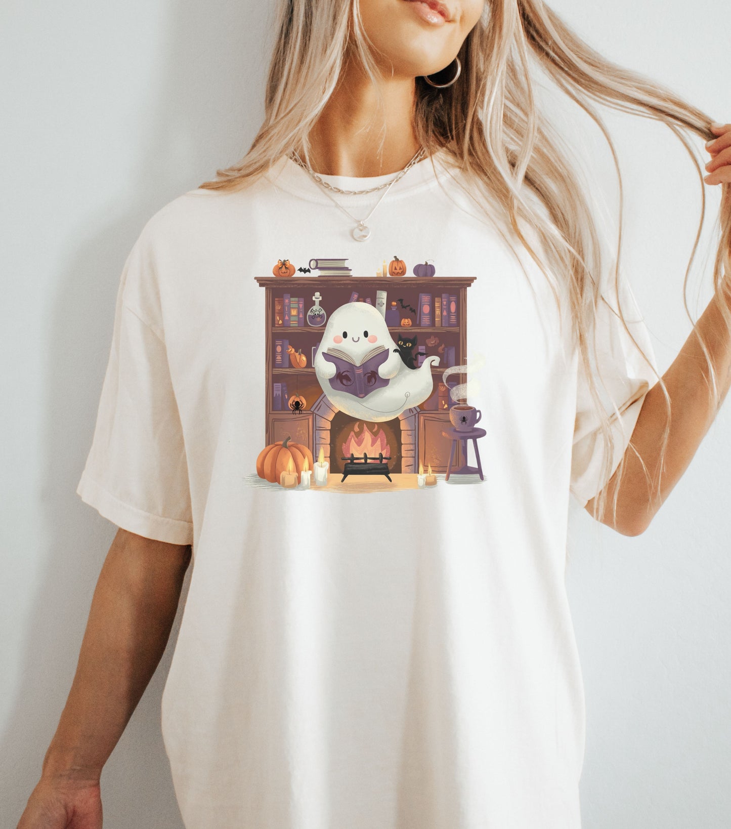 Cute Ghost Reading T-Shirt