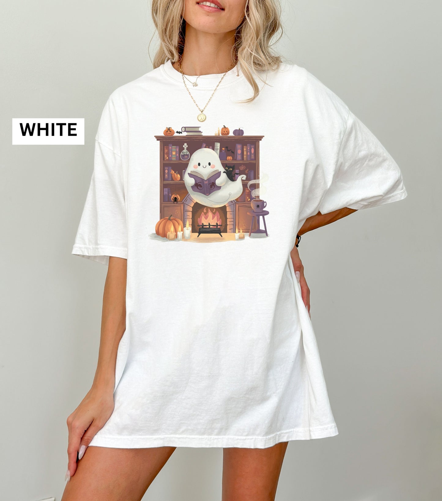 Cute Ghost Reading T-Shirt