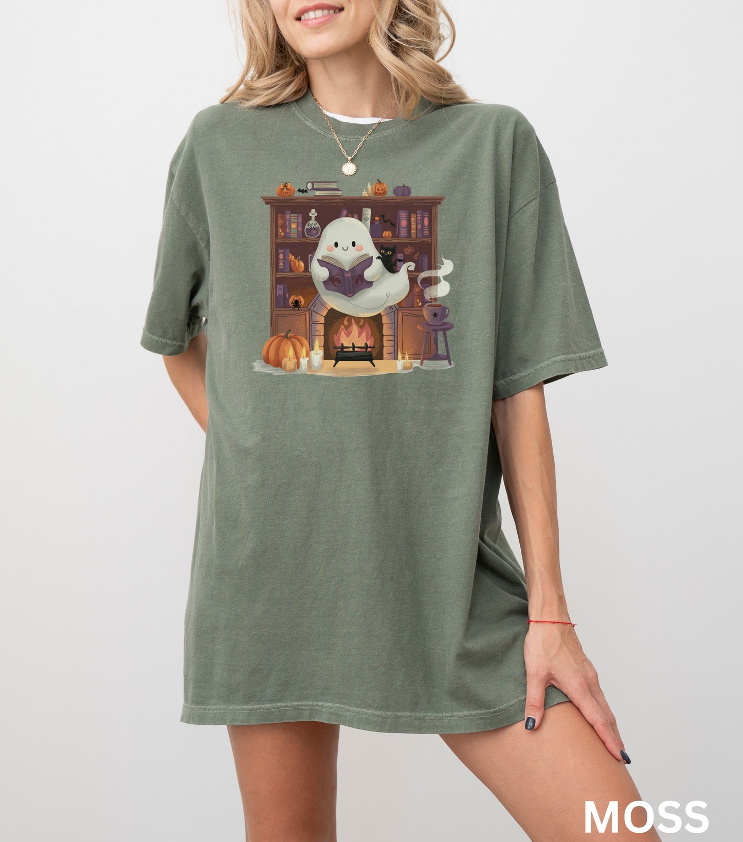 Cute Ghost Reading T-Shirt