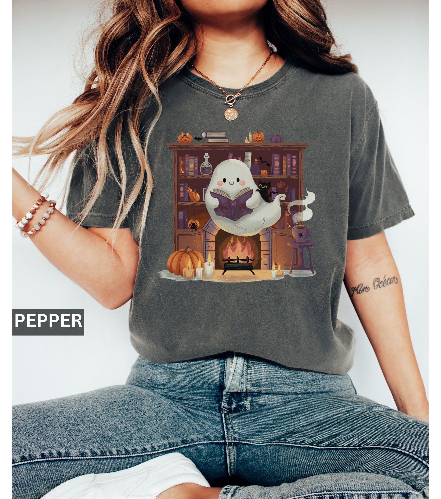 Cute Ghost Reading T-Shirt