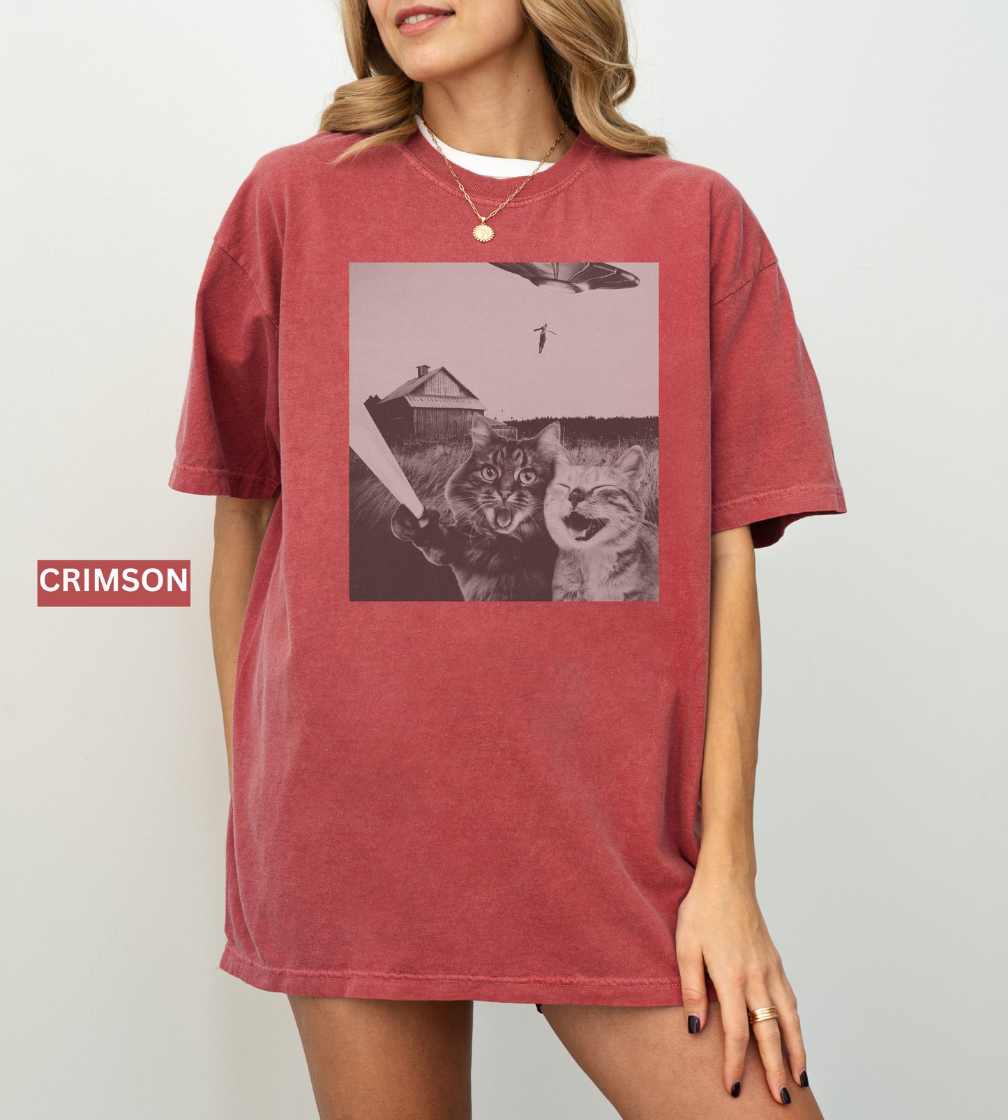 Cat UFO Graphic T-Shirt