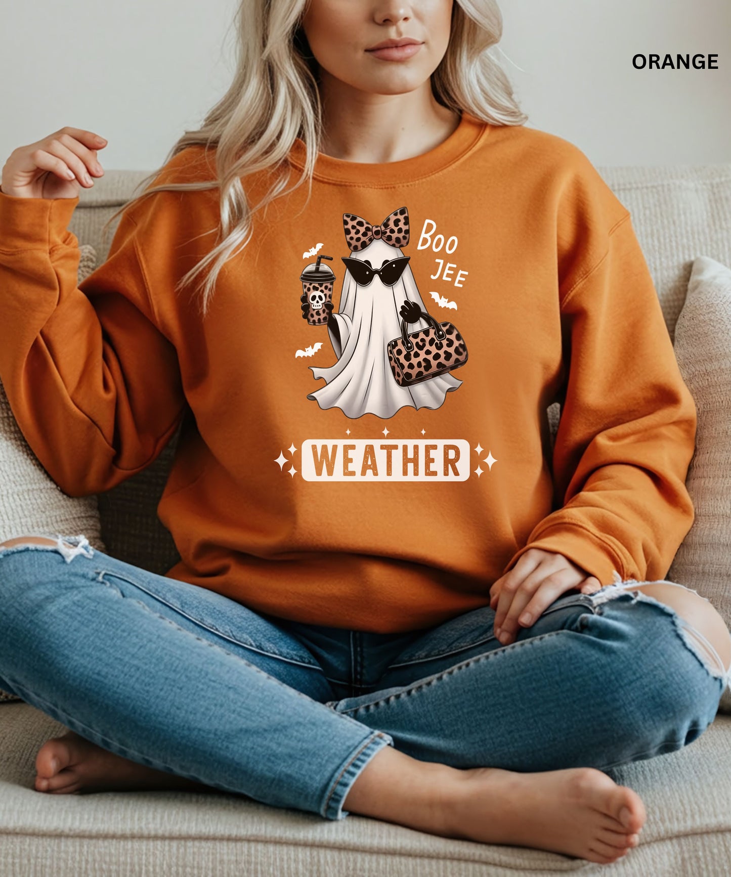 Boo Jee Weather Leopard Ghost Sweatshirt