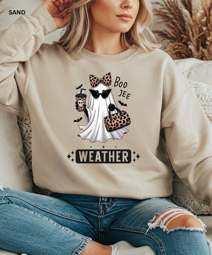 Boo Jee Weather Leopard Ghost Sweatshirt