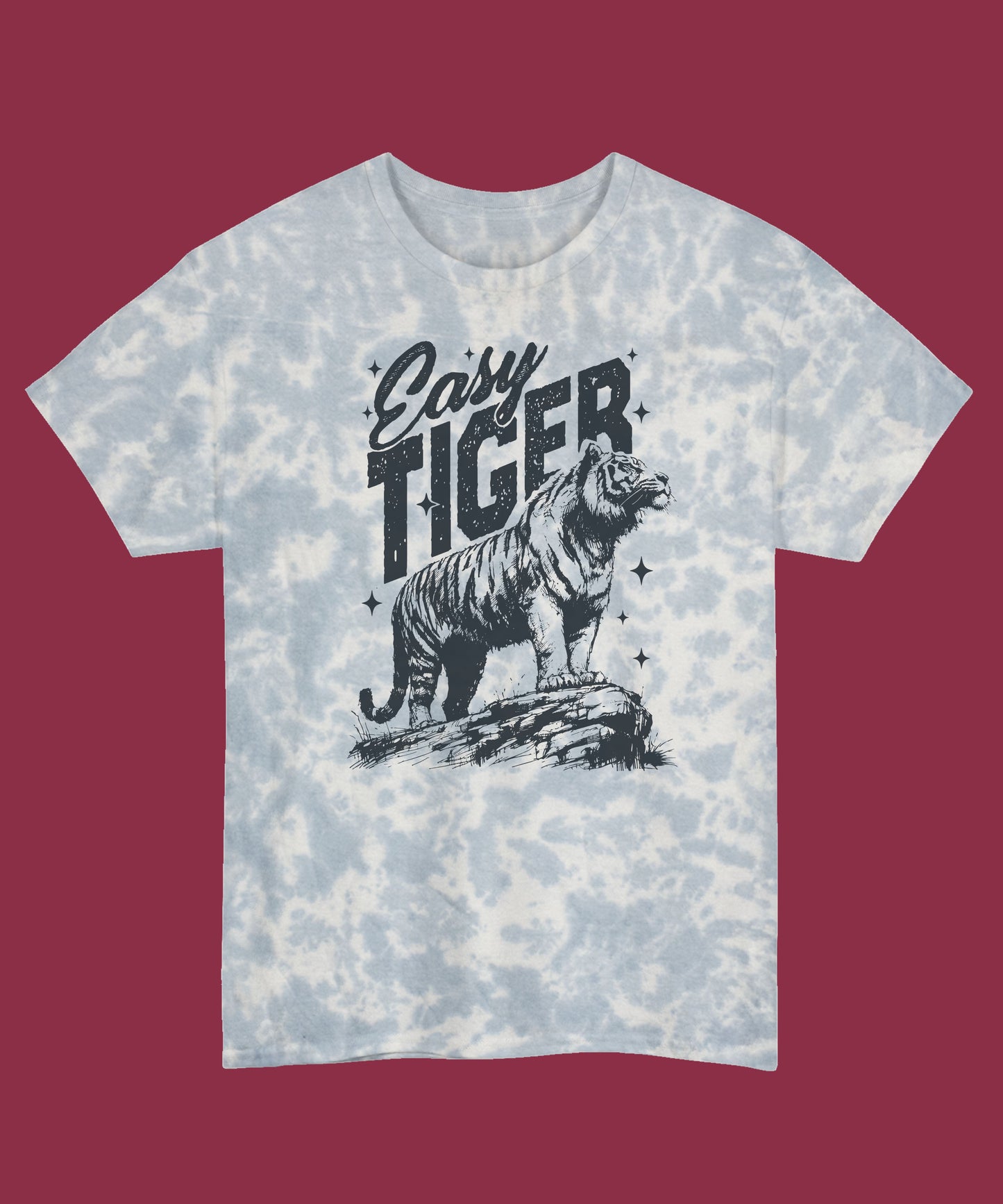 Easy Tiger Unisex Tie Dye Tee, Retro Graphic Shirt, Festival Wear, Summer Outfit, Gift for Nature Lovers, Handmade Clothing