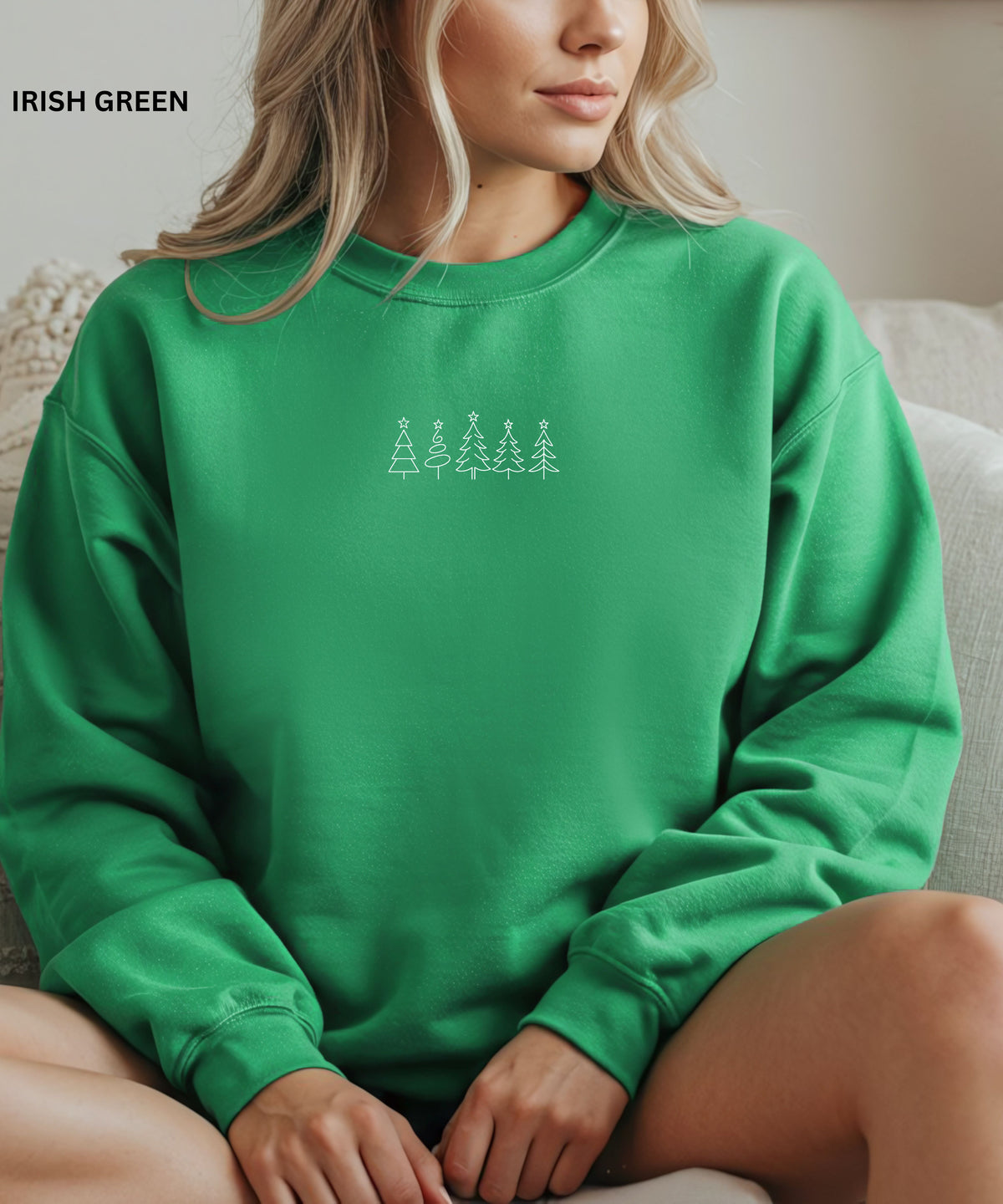 Minimalist Embroidered Christmas Trees Sweatshirt