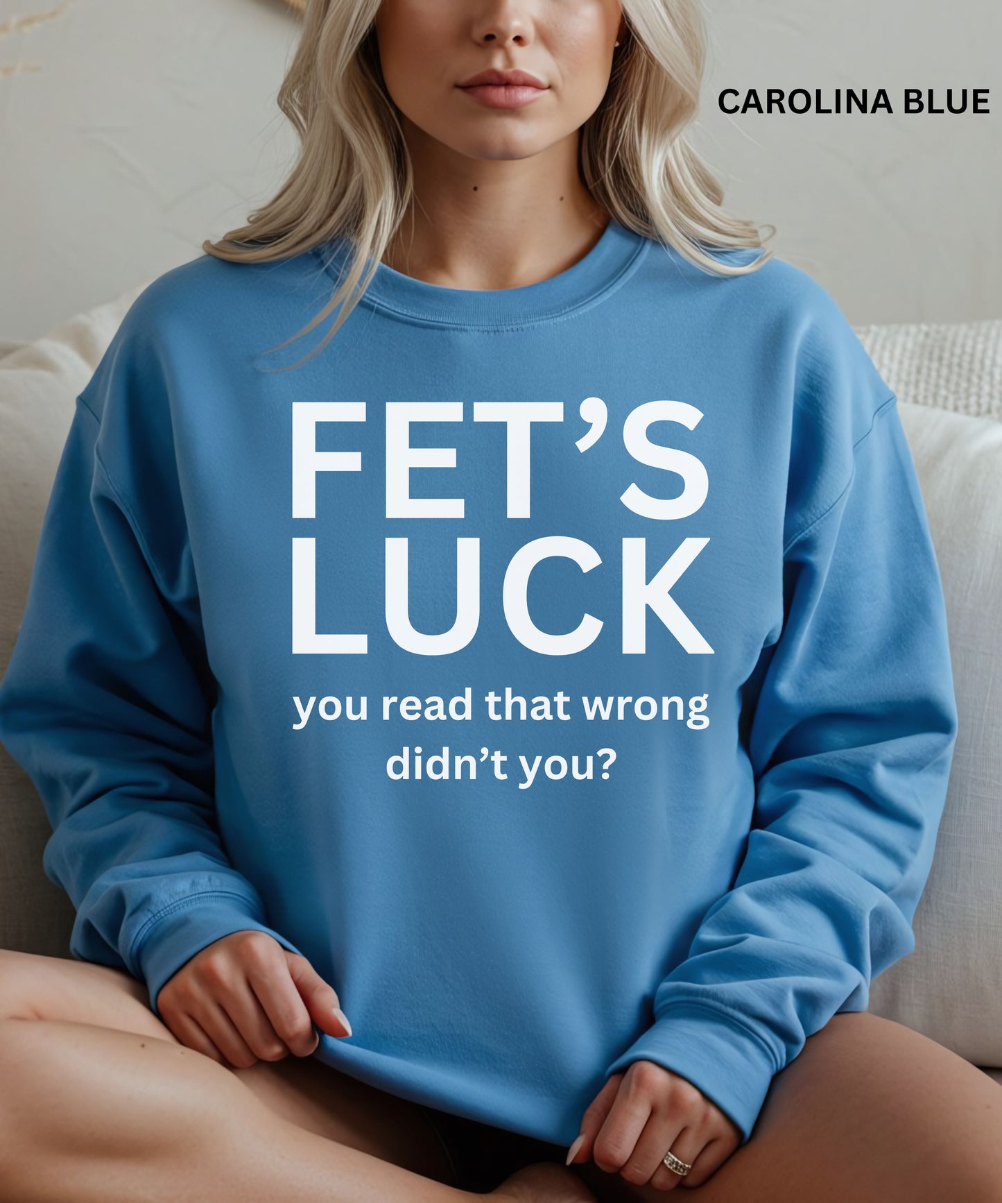 “Clever misleading text graphic sweatshirt”