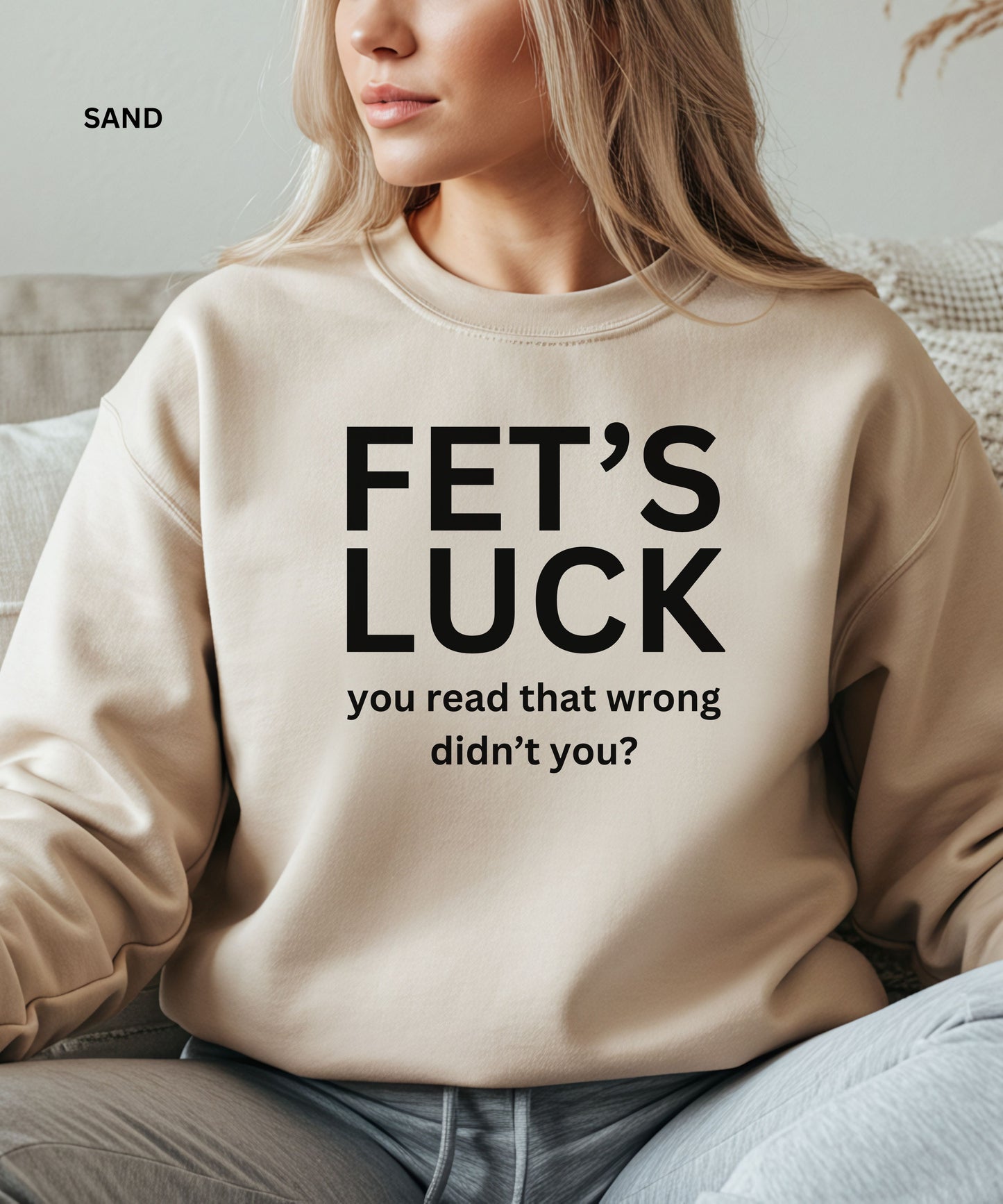 “Clever misleading text graphic sweatshirt”