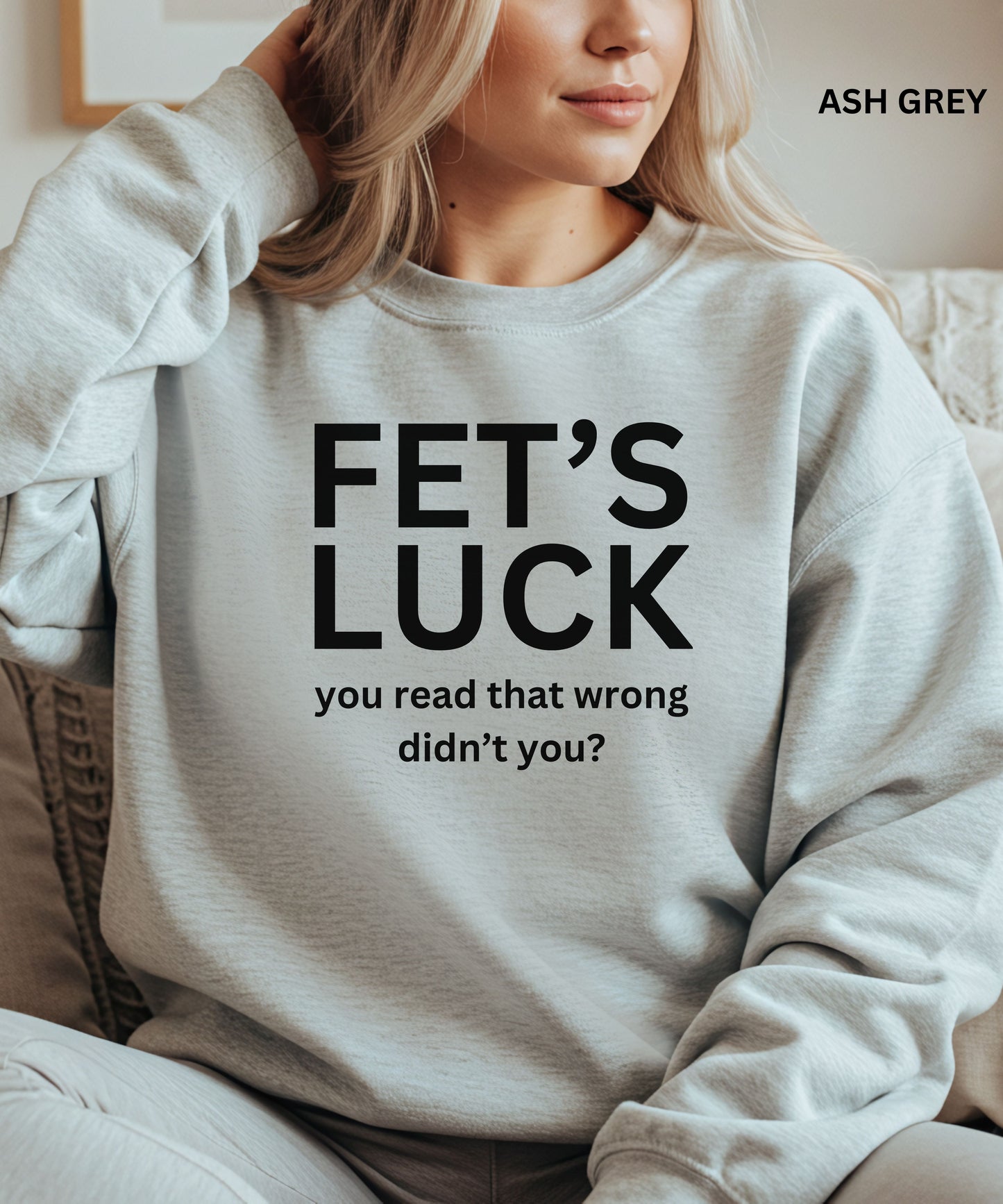 “Clever misleading text graphic sweatshirt”