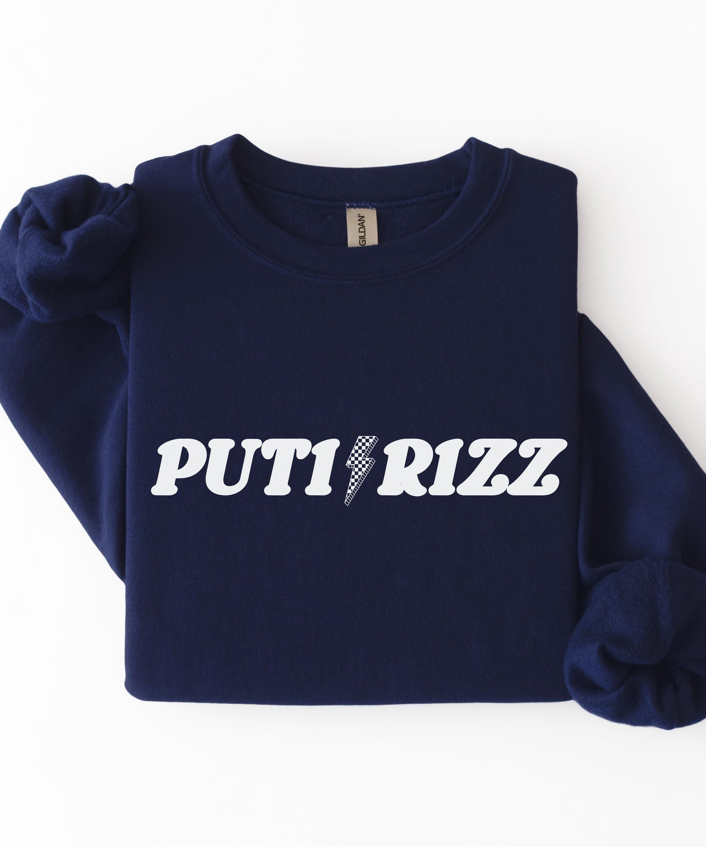Puti Rizz Funny Statement Sweatshirt – Bold Graphic Checkerboard Pullover
