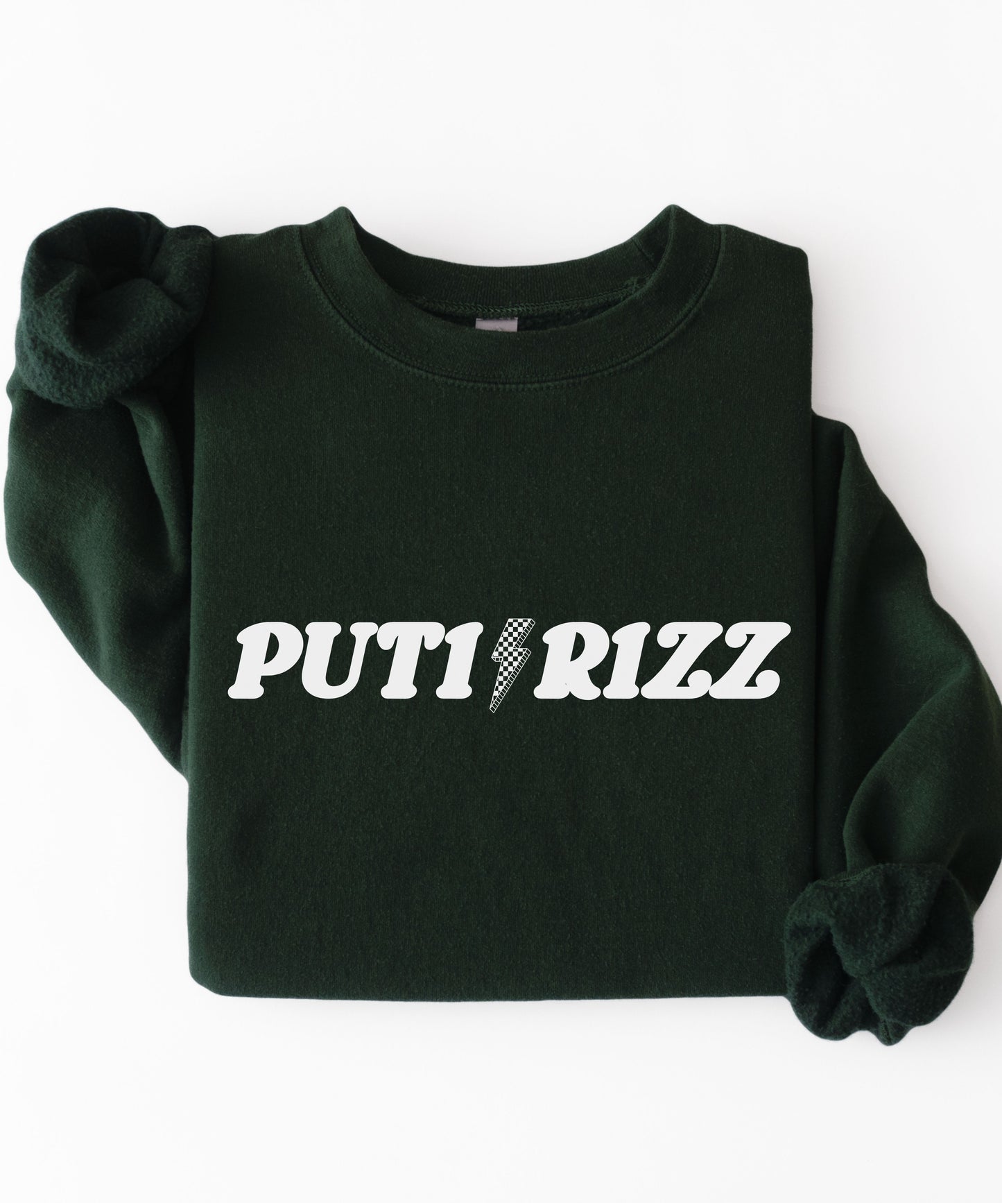 Puti Rizz Funny Statement Sweatshirt – Bold Graphic Checkerboard Pullover
