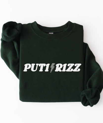 Puti Rizz Funny Statement Sweatshirt – Bold Graphic Checkerboard Pullover