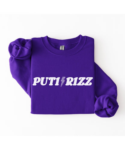 Puti Rizz Funny Statement Sweatshirt – Bold Graphic Checkerboard Pullover