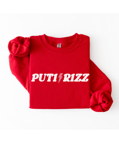 Puti Rizz Funny Statement Sweatshirt – Bold Graphic Checkerboard Pullover