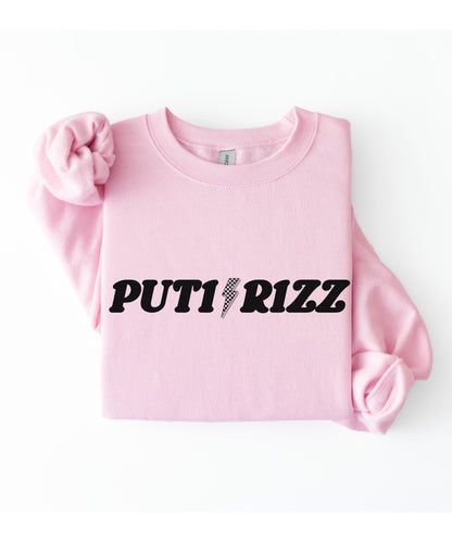 Puti Rizz Funny Statement Sweatshirt – Bold Graphic Checkerboard Pullover