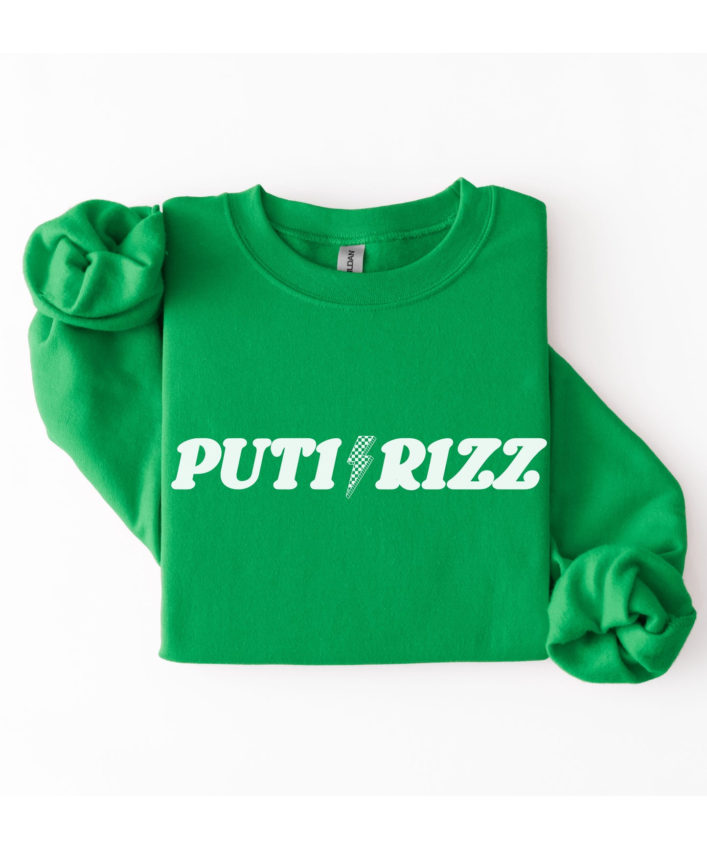Puti Rizz Funny Statement Sweatshirt – Bold Graphic Checkerboard Pullover