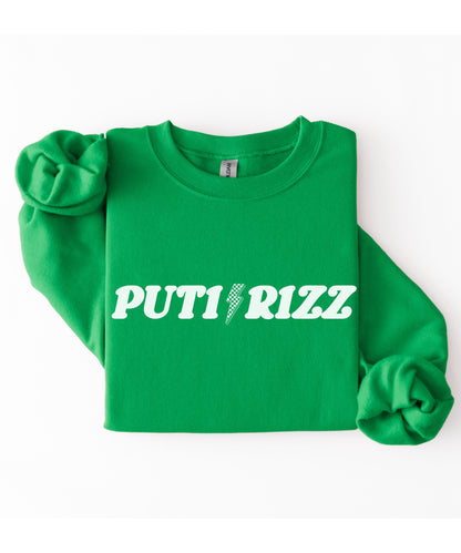 Puti Rizz Funny Statement Sweatshirt – Bold Graphic Checkerboard Pullover