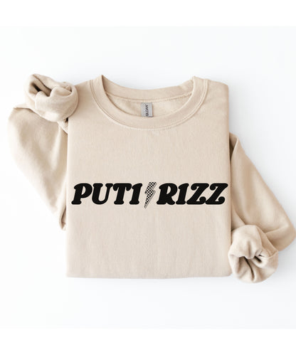 Puti Rizz Funny Statement Sweatshirt – Bold Graphic Checkerboard Pullover