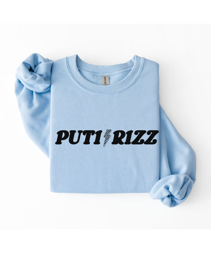 Puti Rizz Funny Statement Sweatshirt – Bold Graphic Checkerboard Pullover