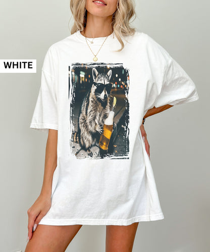 Cool Raccoon Drinking Beer T-Shirt