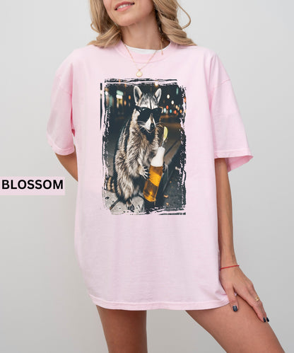 Cool Raccoon Drinking Beer T-Shirt
