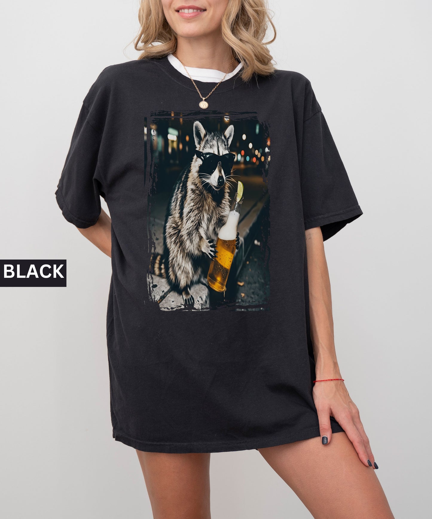 Cool Raccoon Drinking Beer T-Shirt