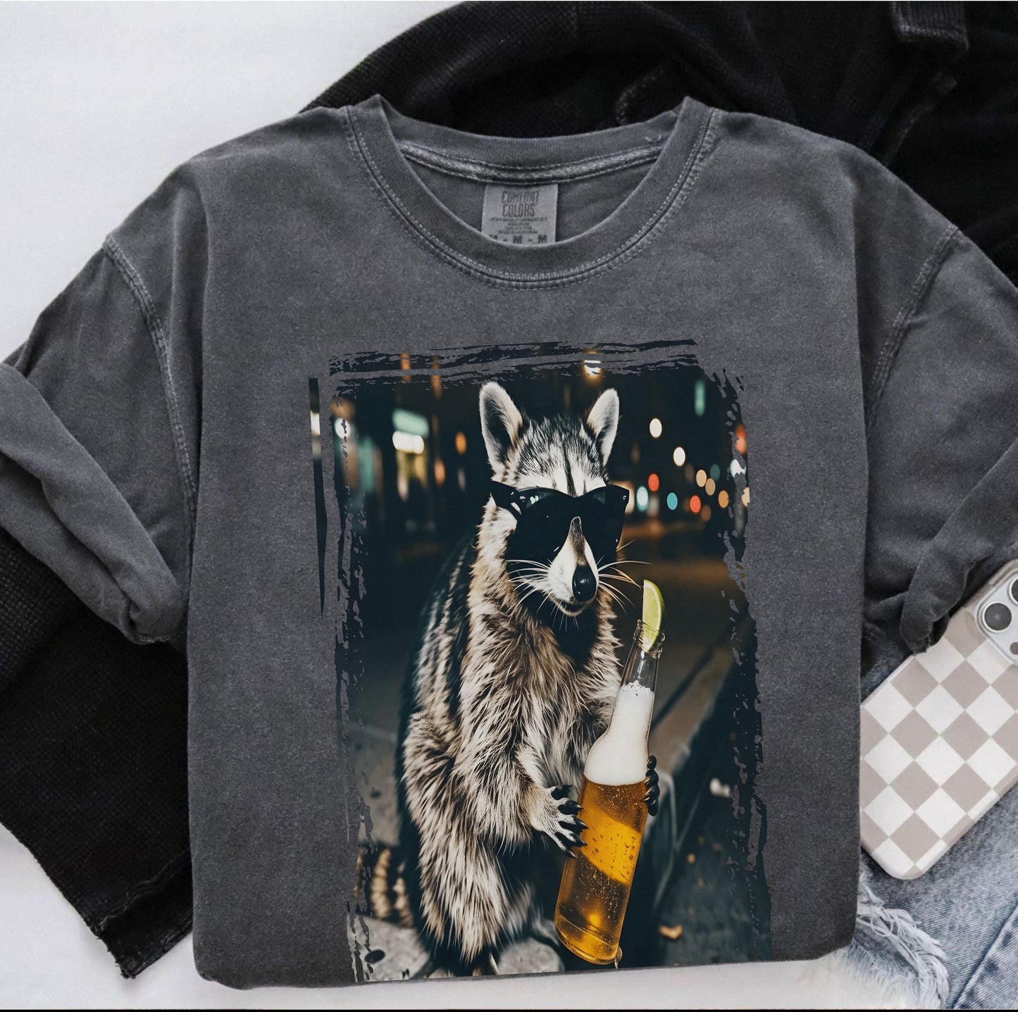 Cool Raccoon Drinking Beer T-Shirt
