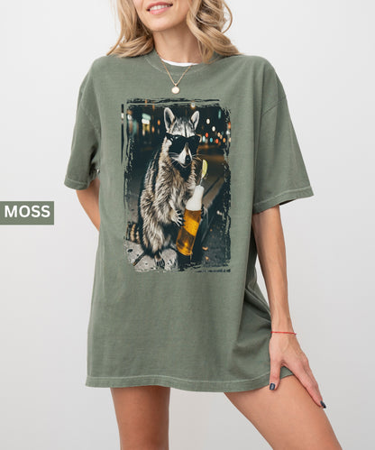 Cool Raccoon Drinking Beer T-Shirt