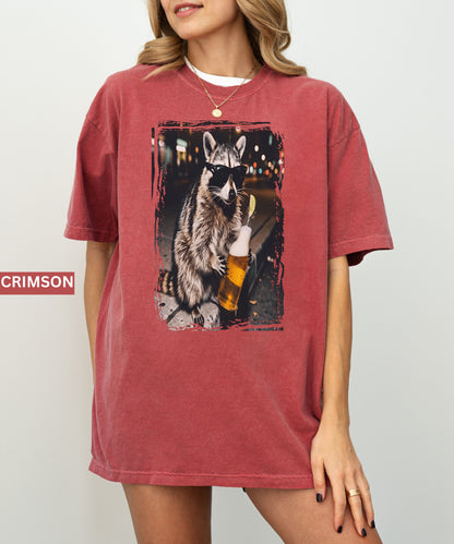 Cool Raccoon Drinking Beer T-Shirt