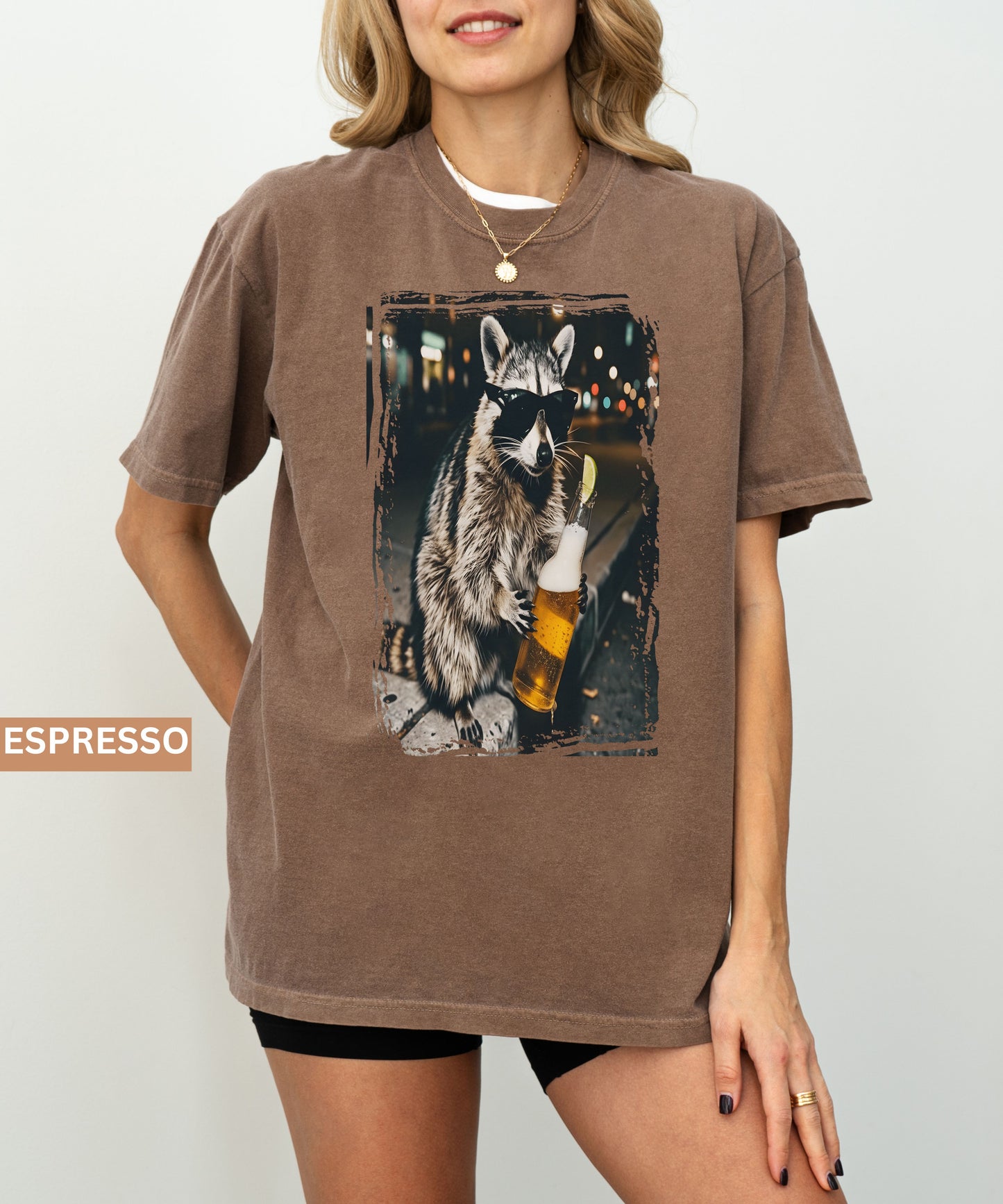Cool Raccoon Drinking Beer T-Shirt