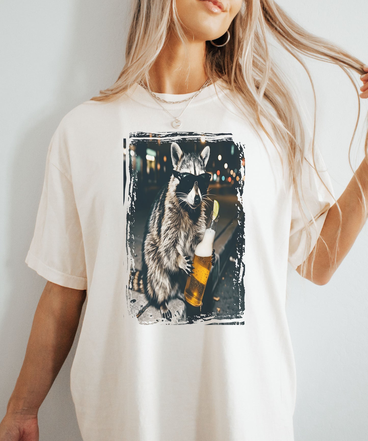 Cool Raccoon Drinking Beer T-Shirt