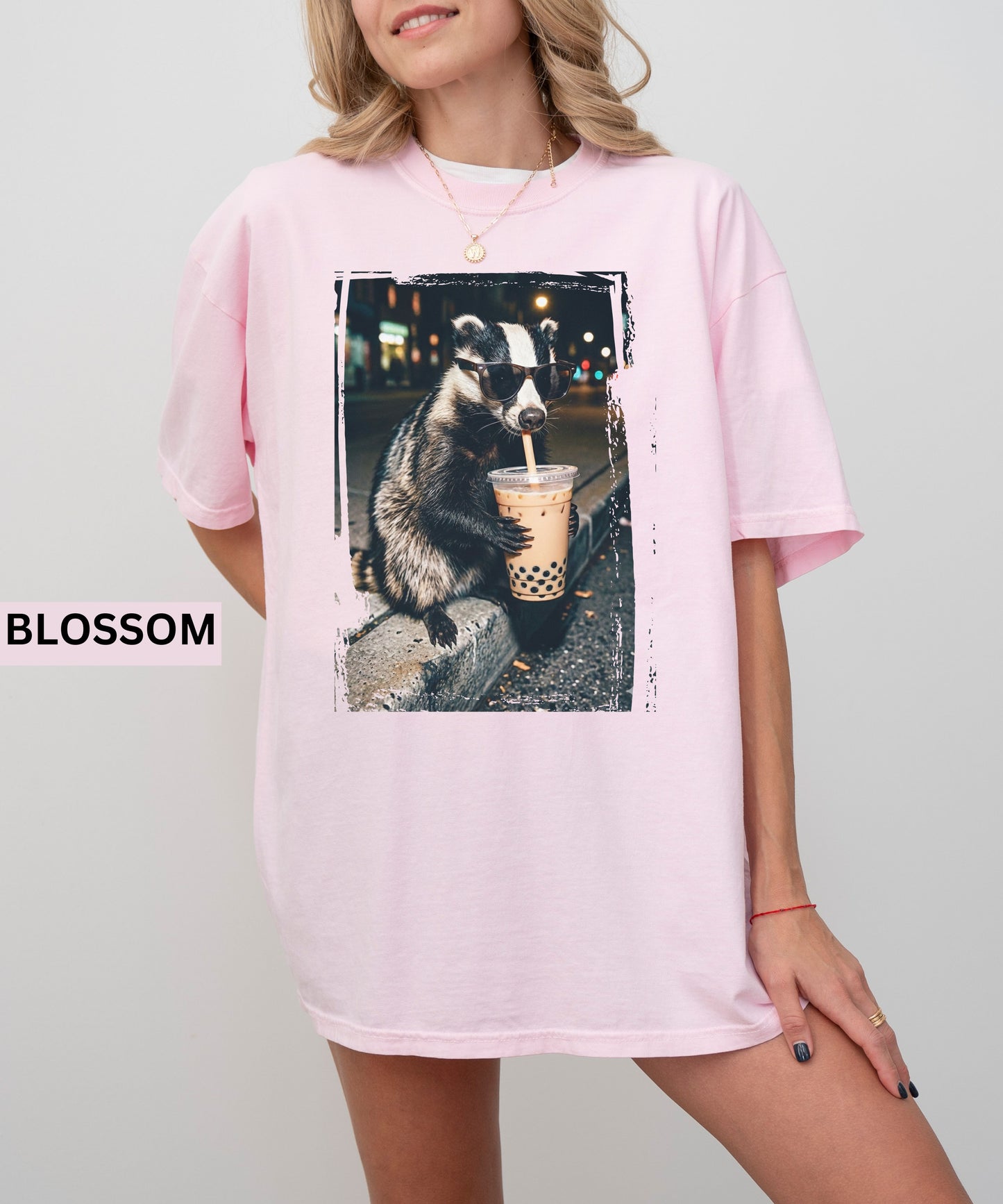 Cool Raccoon Drinking Boba T-Shirt