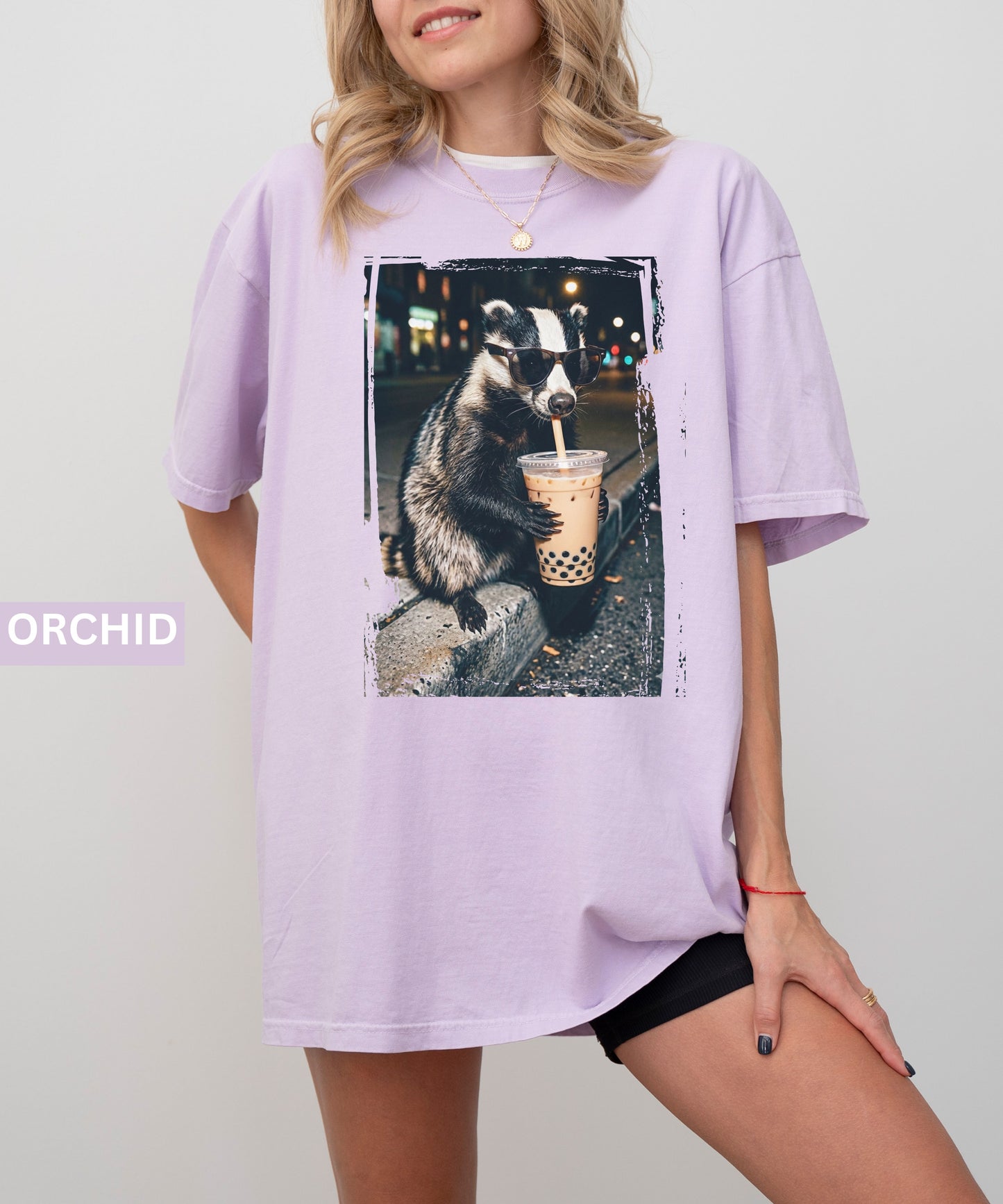 Cool Raccoon Drinking Boba T-Shirt