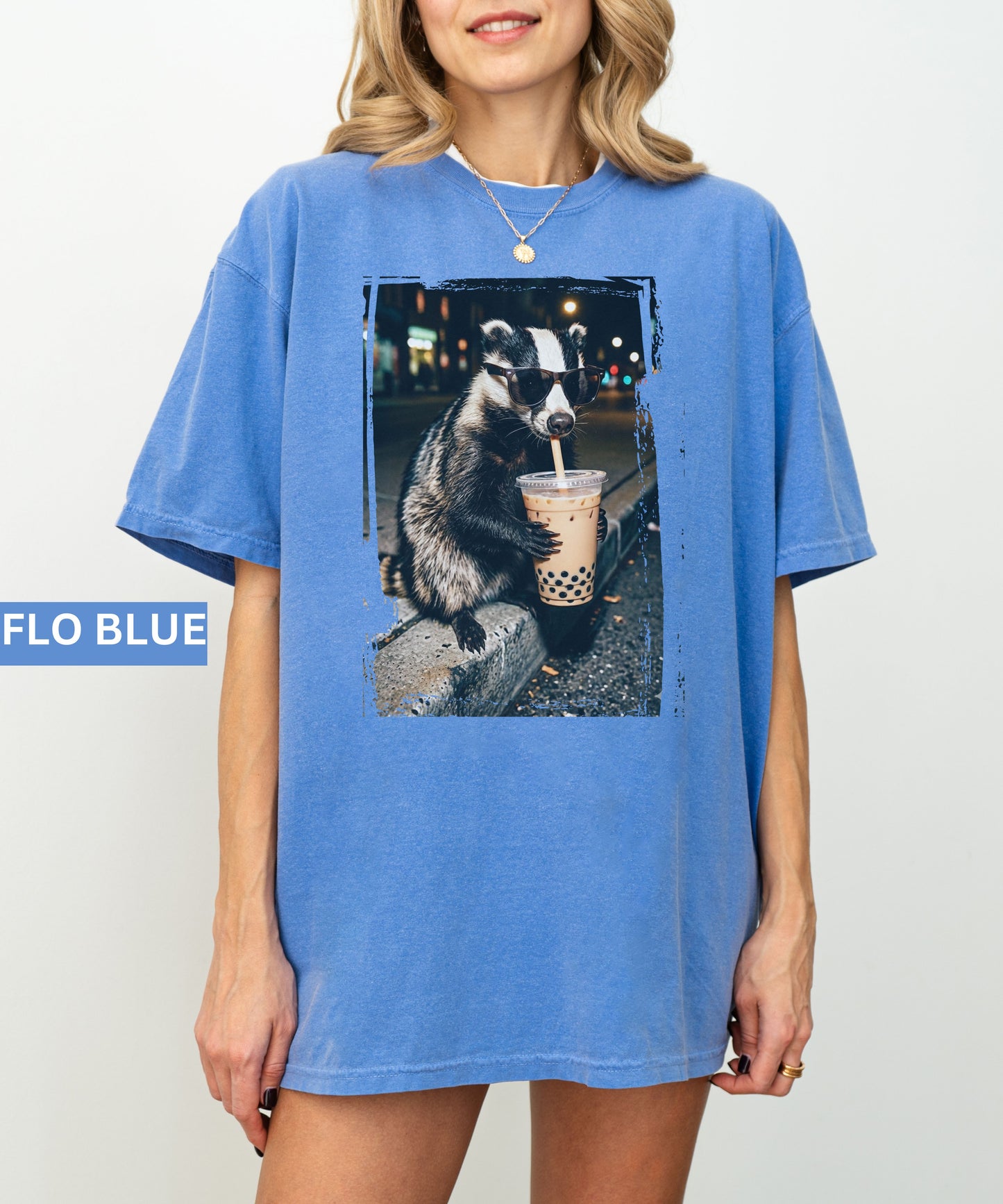 Cool Raccoon Drinking Boba T-Shirt