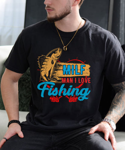 Fishing T-Shirt — "MILF: Man I Love Fishing" Retro Fish Graphic