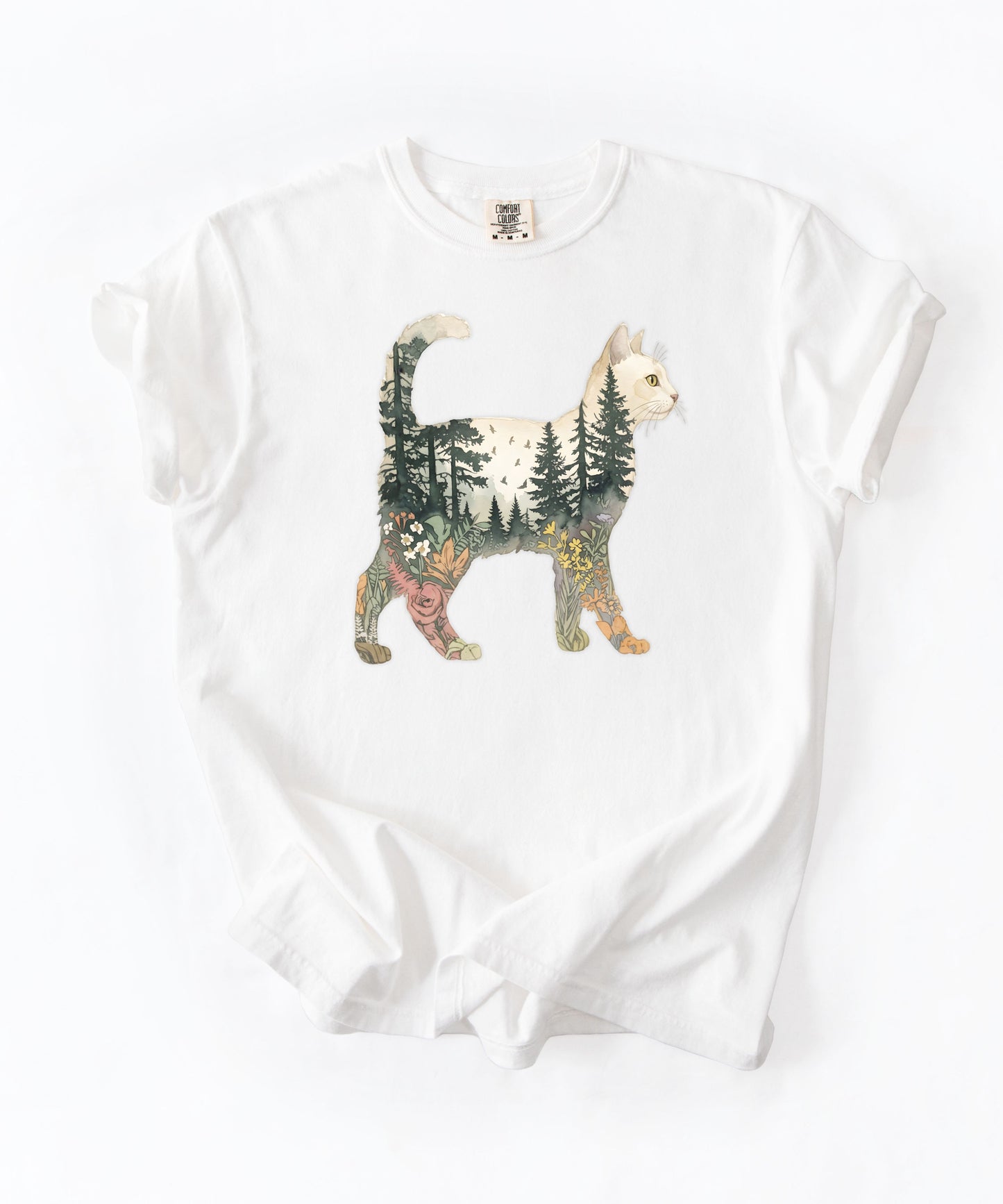 Nature Cat Silhouette Forest Art T‑Shirt