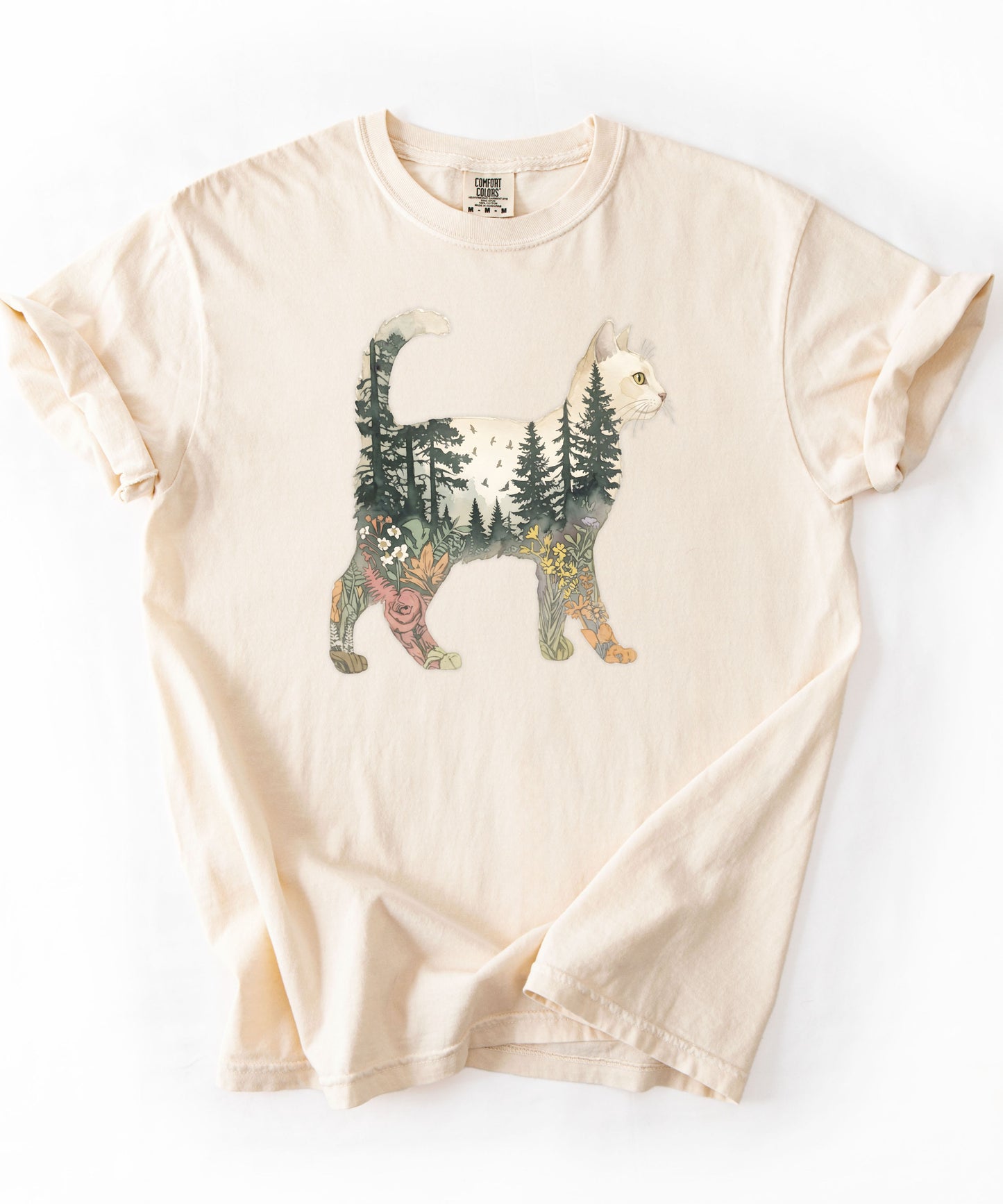 Nature Cat Silhouette Forest Art T‑Shirt