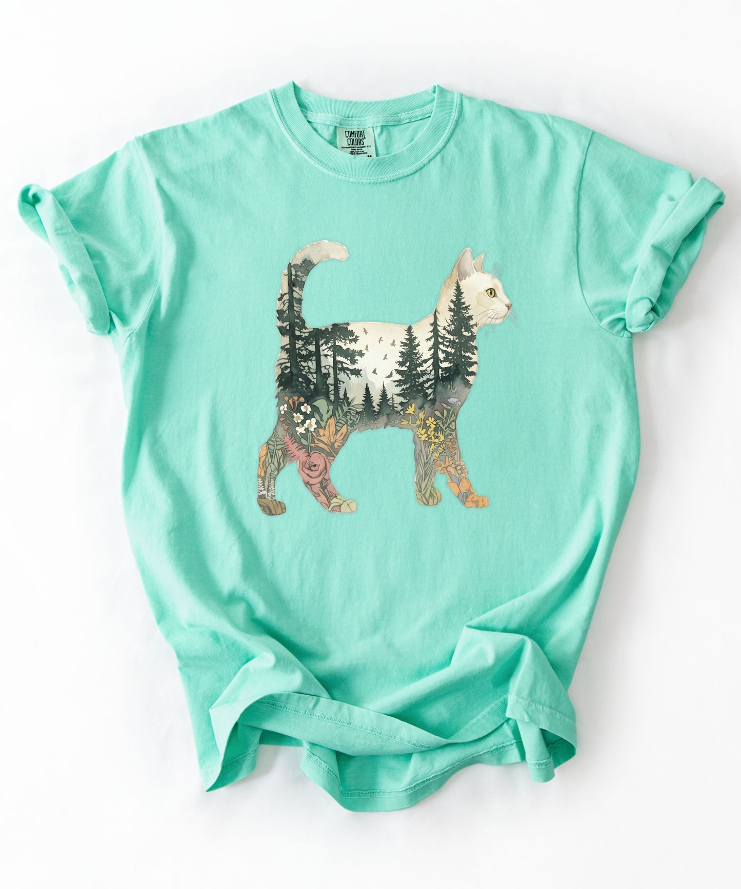 Nature Cat Silhouette Forest Art T‑Shirt