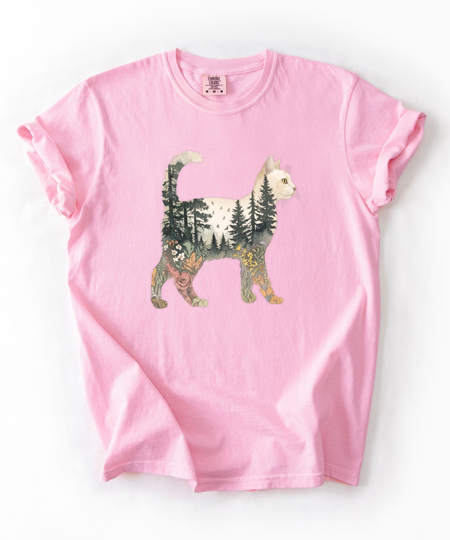 Nature Cat Silhouette Forest Art T‑Shirt