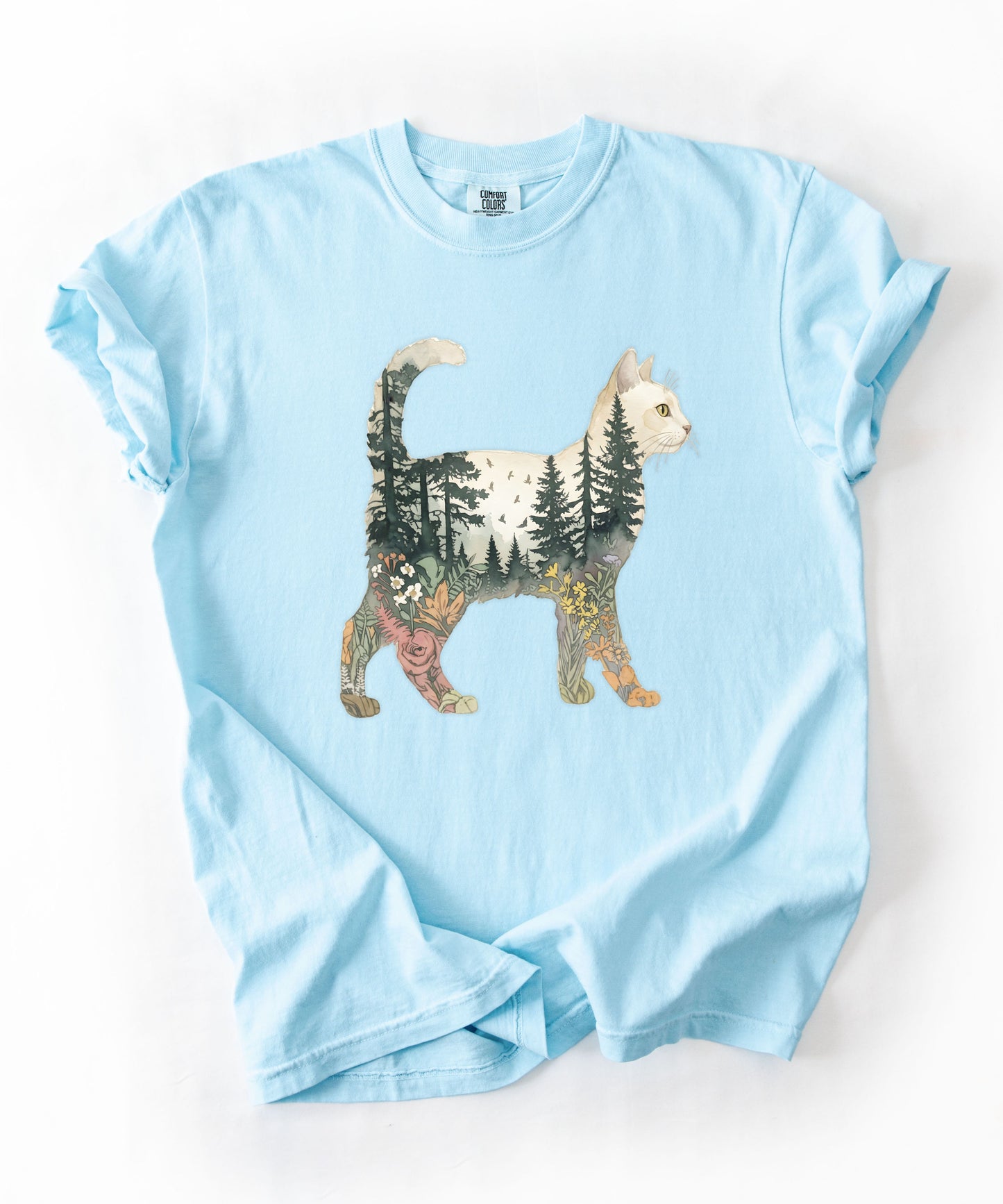 Nature Cat Silhouette Forest Art T‑Shirt