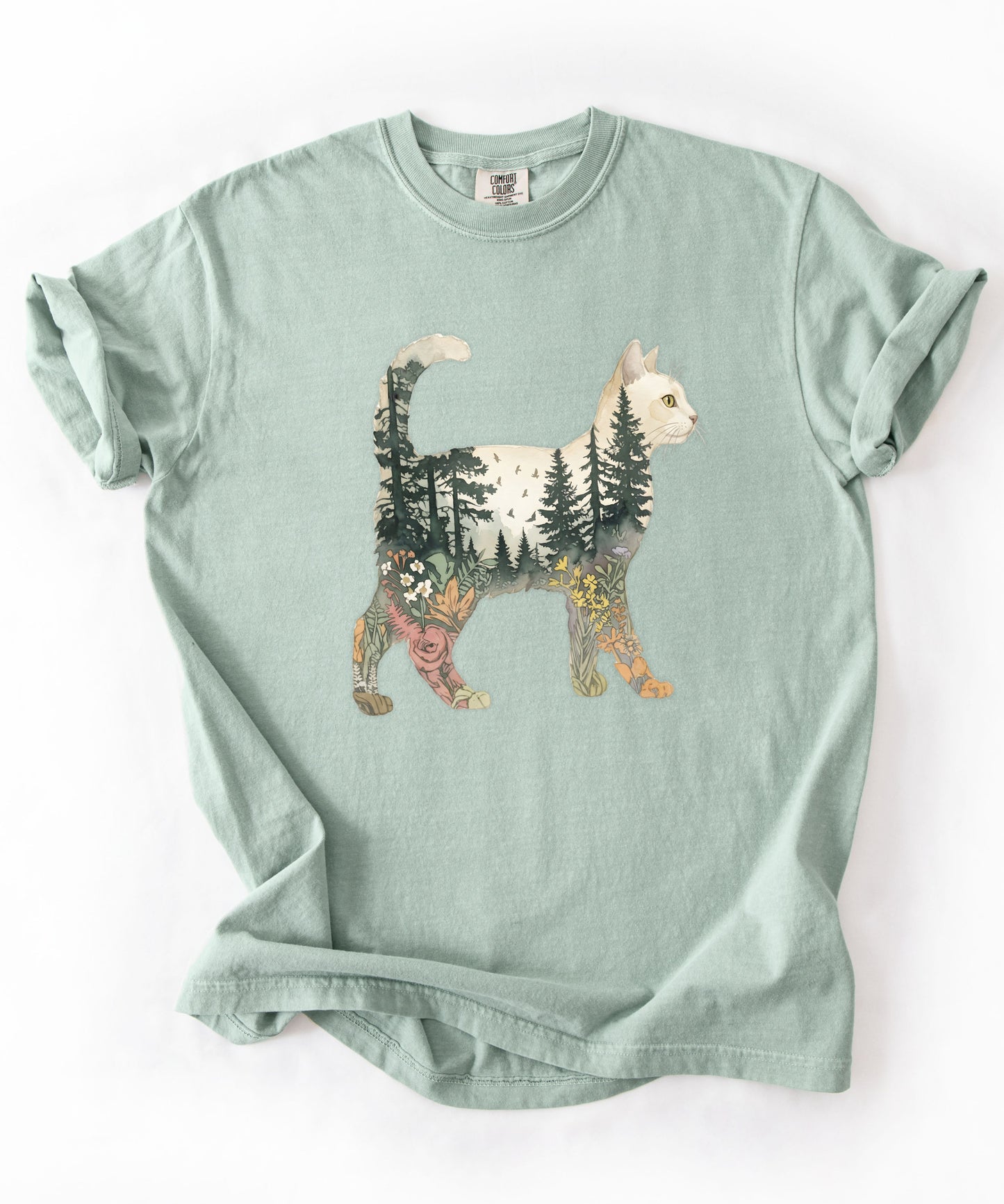 Nature Cat Silhouette Forest Art T‑Shirt