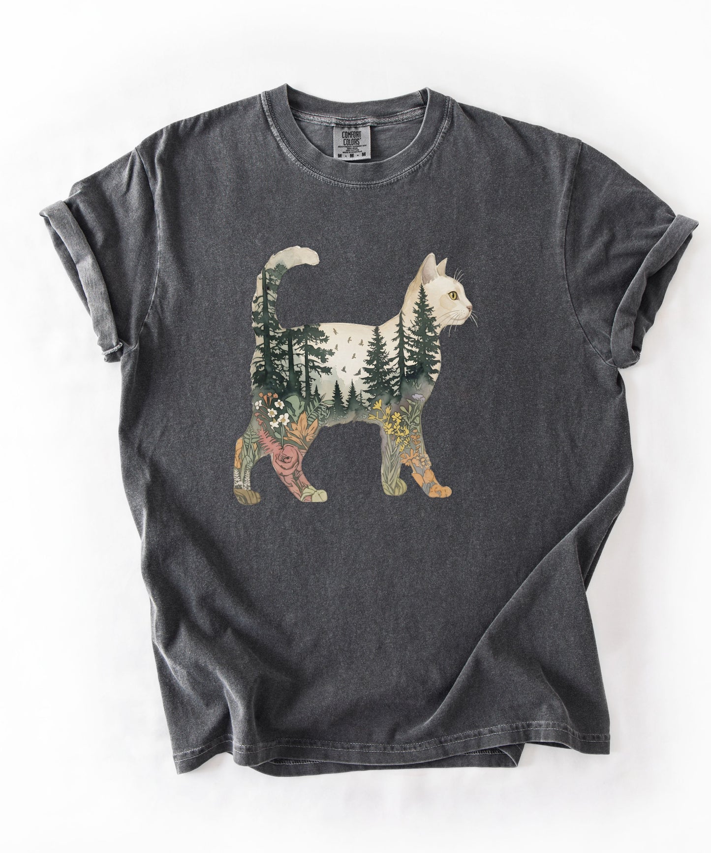Nature Cat Silhouette Forest Art T‑Shirt