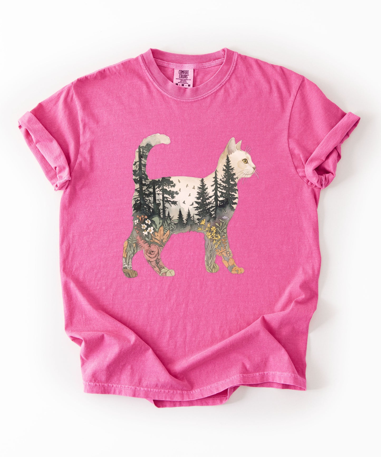 Nature Cat Silhouette Forest Art T‑Shirt